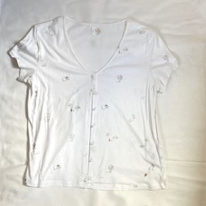 Des Petits Hauts Flowy 100% Cotton Button Down Top